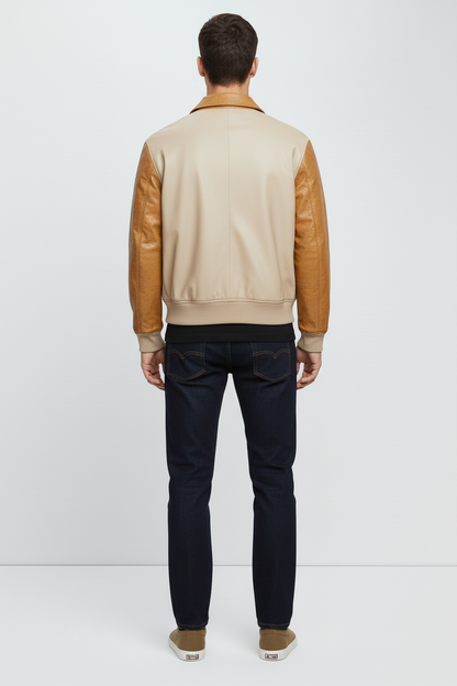 Beige Varsity Jacket