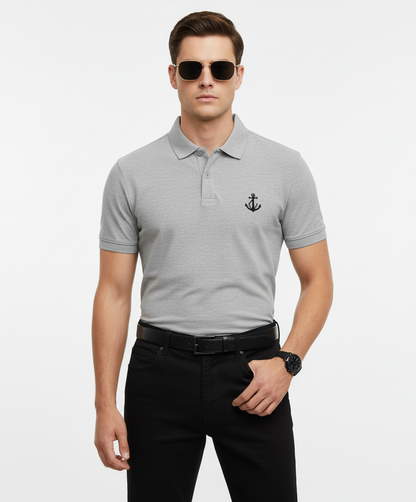 Men’s Grey Embroidered Polo Shirt