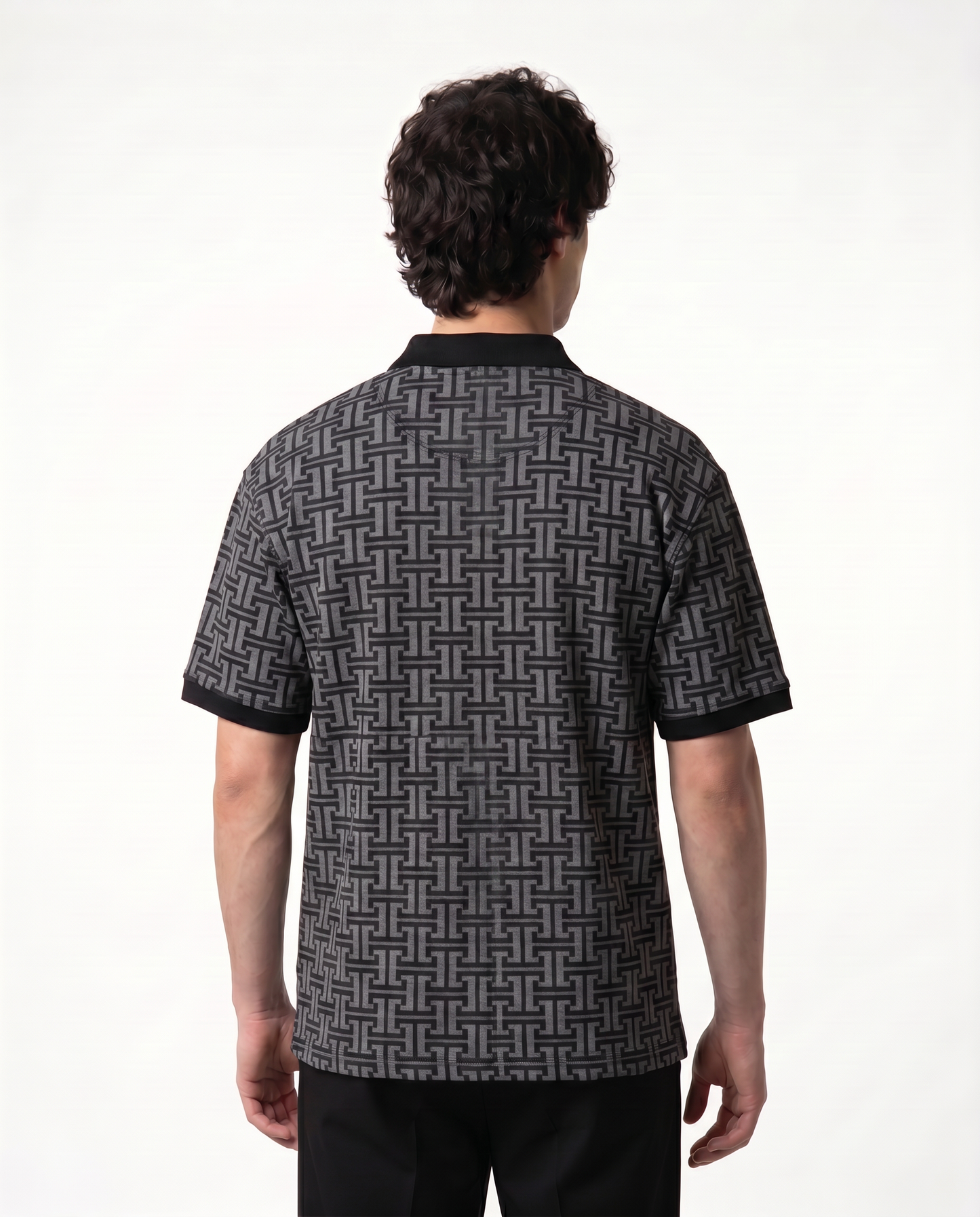 Men’s Grey Patterned Polo Shirt