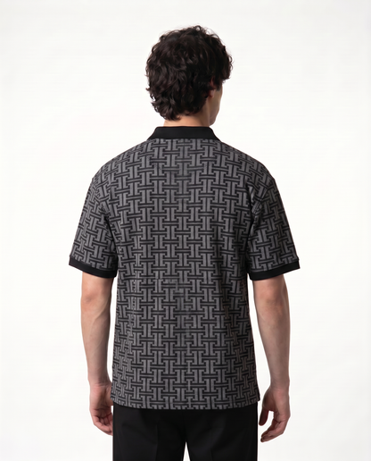 Men’s Grey Patterned Polo Shirt