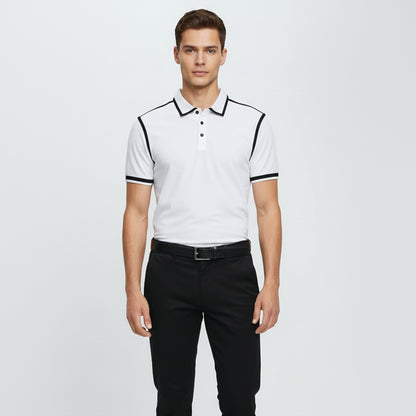 Men’s White Polo Shirt with Black Contrast Tipping